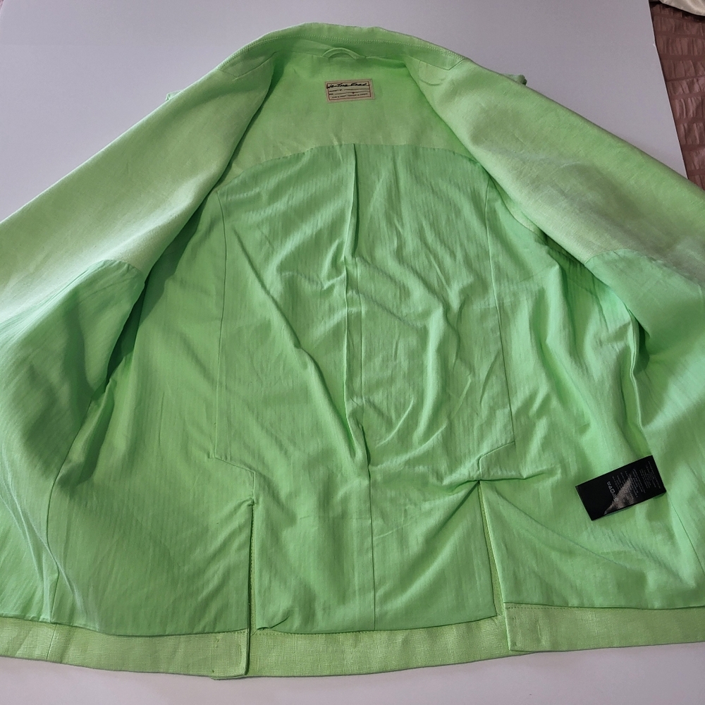 We The Free Bright Young Things Linen Blazer Vest Lime Green Sleeveless Size M - Picture 4 of 10
